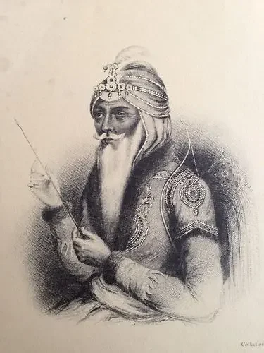 5 Antique c1850s Steel Engraving of Maharaja Ranjeet Singh