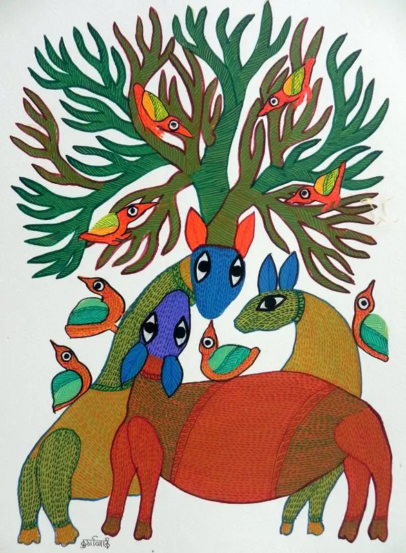 Durga BaiDB 240Size 11 x 15Medium Acrylic on Paper Price 7000