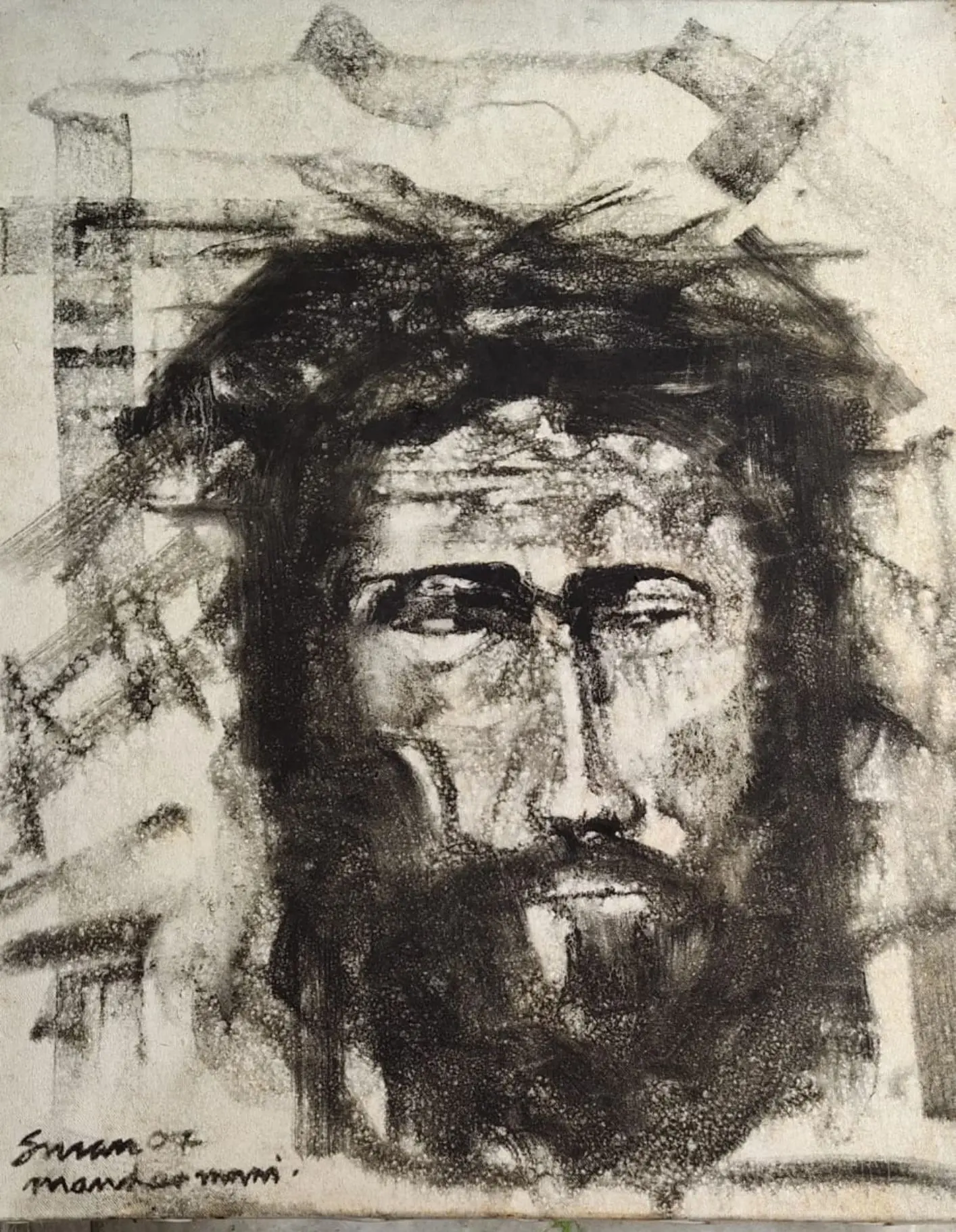 Suman Roy Untitled Charcoal on Canvas 30 x 24 inches 2007
