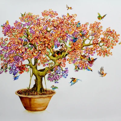 Samir Mohanty – Treat and guests, Medium  Watercolor on Paper, Size 29×39 inches ._2_11zon