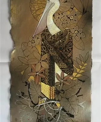Ganapati Hedge 12 by 32 Acrylic and ink in Handmade paper 1_11zon
