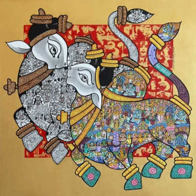 Vivek Kumawat 36 by 36 mixed media on canvas