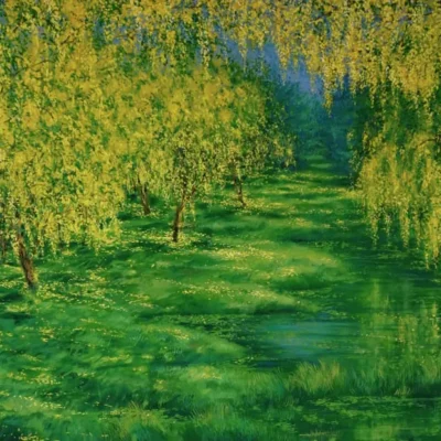 Green Deep forest painting