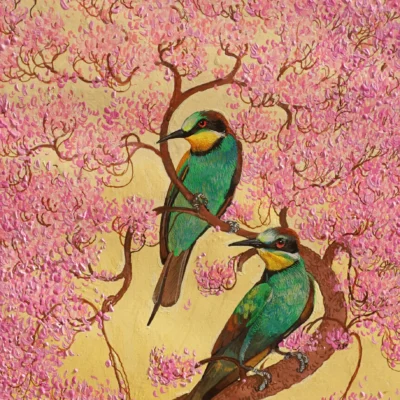 Birds sitting on tree Paintings