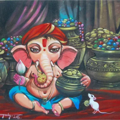Dipankar GangulyGanesha Acrylic on canvas 20 by 24 – 2 (1)_11zon