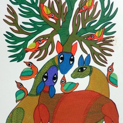 Durga Bai,DB 240,Size 11 x 15,Medium Acrylic on Paper Price  7000_11zon