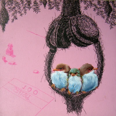Kunal Kalra, Being Modern 05, 10 x 10 inches, Acrylic and pen on canvas, 2012_11zon
