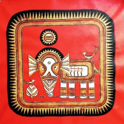 Manas Das Saura 39,Size 23 x 23,Medium  Acrylic on Canvas,Title  Elephant_11zon