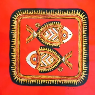 Manas Das Saura 40,Size 23 x 23,Medium  Acrylic on Canvas,Title  Fish_11zon