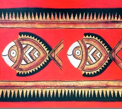 Manas Das Saura 49,Size 19 x 33,Medium  Acrylic on Canvas,Title  Fish_11zon