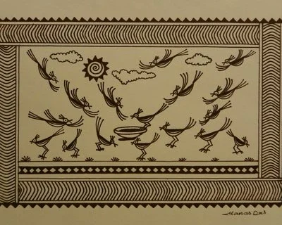 Manas Dey – Saura 28,Title birds,Size 12 x 8,Medium permanent ink on paper,Price INR 5000