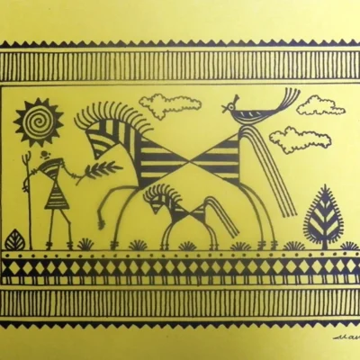 SAURA  82, TRIBAL MOTHER & CHILD HORSE, SIZE  8 X 12