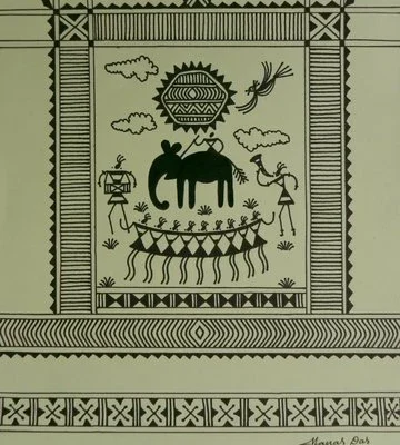 Saura 21,Title wall composition,Size 12 x 8,Medium permanent ink on paper,Price INR 5000