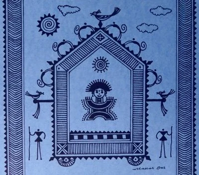 Saura 32,Title wall composition,Size 12 x 8,Medium permanent ink on paper,Price INR 5000