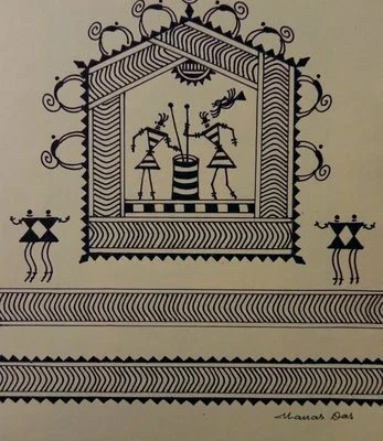 Saura 34,Title wall composition,Size 12 x 8,Medium permanent ink on paper,Price INR 5000