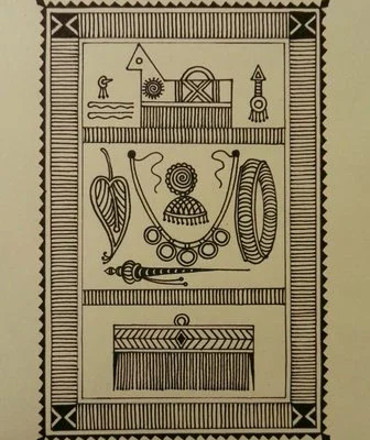Saura 35,Title wall composition,Size 12 x 8,Medium permanent ink on paper,Price INR 5000