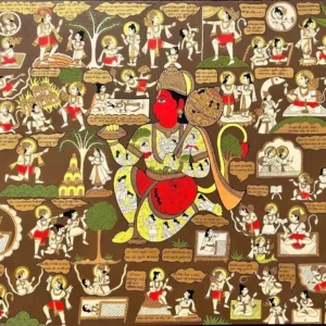 <span>Hanuman Chalisa</span><p class="cs-excerpt"><b> Size</b>: 36 X 48 inches <br> <b>Medium</b>: Acrylic on Canvas</p>