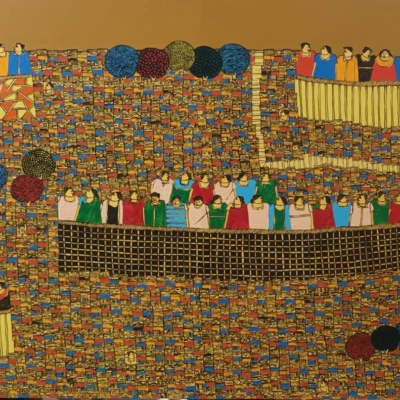 V Ramakrishna 36 by 72 acrylic on canvas