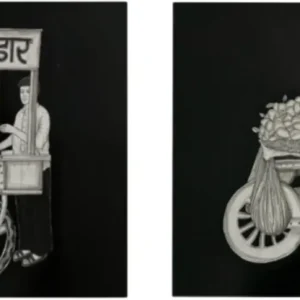 <span>Incredible India</span><p class="cs-excerpt"><b> Size</b>: 8.3 X 11.8 inches (each)<br> <b>Medium</b>: Ink, acrylic, and 22-carat gold foil on paper</p>