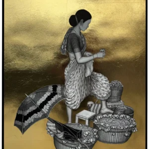 <span>Incredible India</span><p class="cs-excerpt"><b> Size</b>: 22 X 30 inches<br> <b>Medium</b>: Ink, acrylic, and 22-carat gold foil on paper</p>