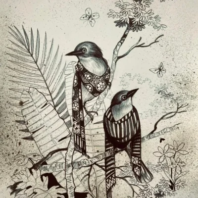 Ganapati Hegde 12 by 16.5 Charcoal pencil, watercolour and ink on paper