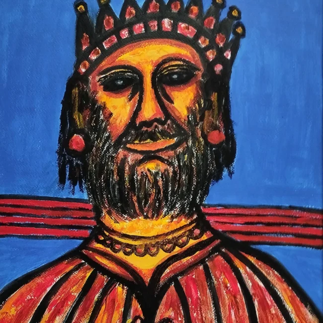 Rabin Mondal King Acrylic on Board 16 by 20 inches
