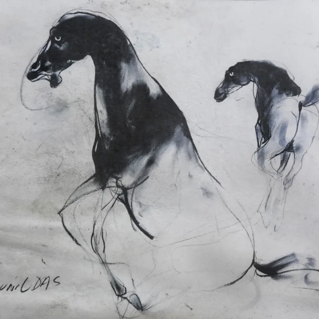 Sunil Das Mixed media on paper 6.9 by 8.5_